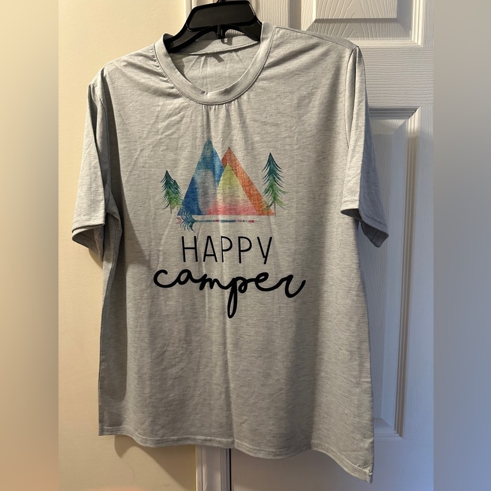 Amazon Happy Camper T-Shirt size XL but runs small. NWOT